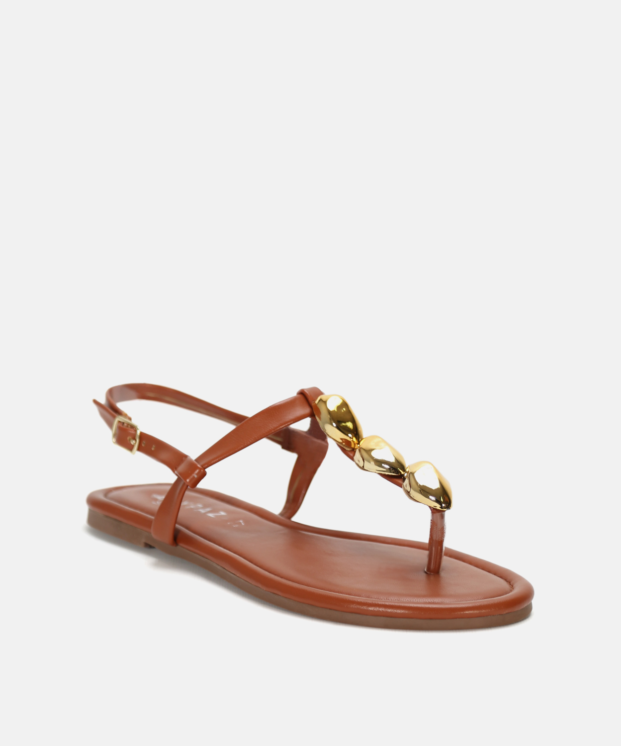 Sand&aacute;lia rasa com adorno met&aacute;lico